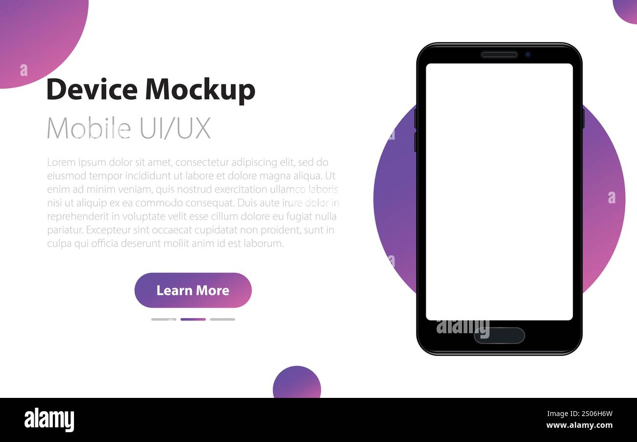 Mockup realistico del modello di smartphone per una presentazione dell'esperienza utente. Modello di smartphone con schermo vuoto. Telaio del telefono cellulare. Vettore Illustrazione Vettoriale