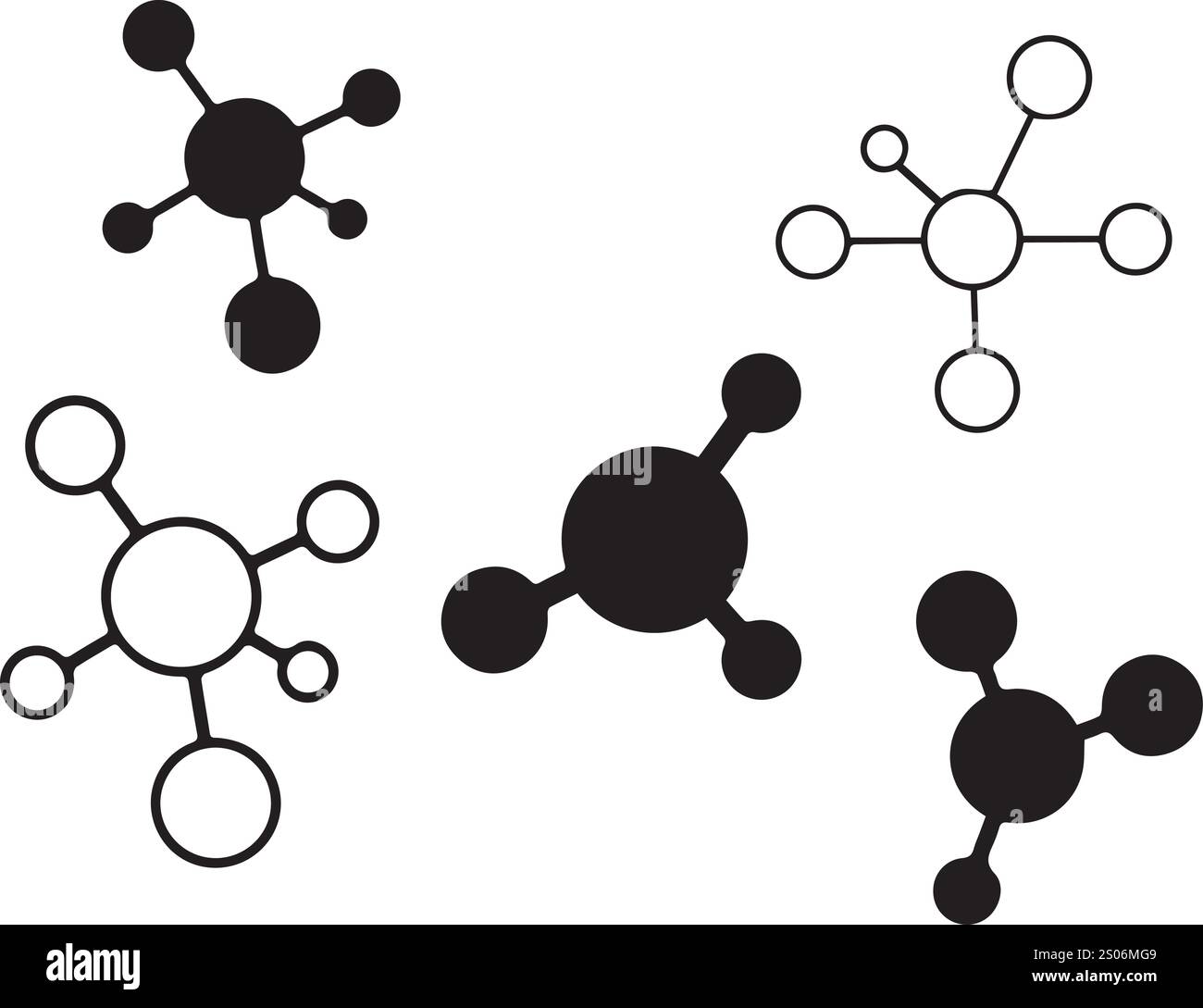 disegni molecolari con set di colori vettoriali Illustrazione Vettoriale