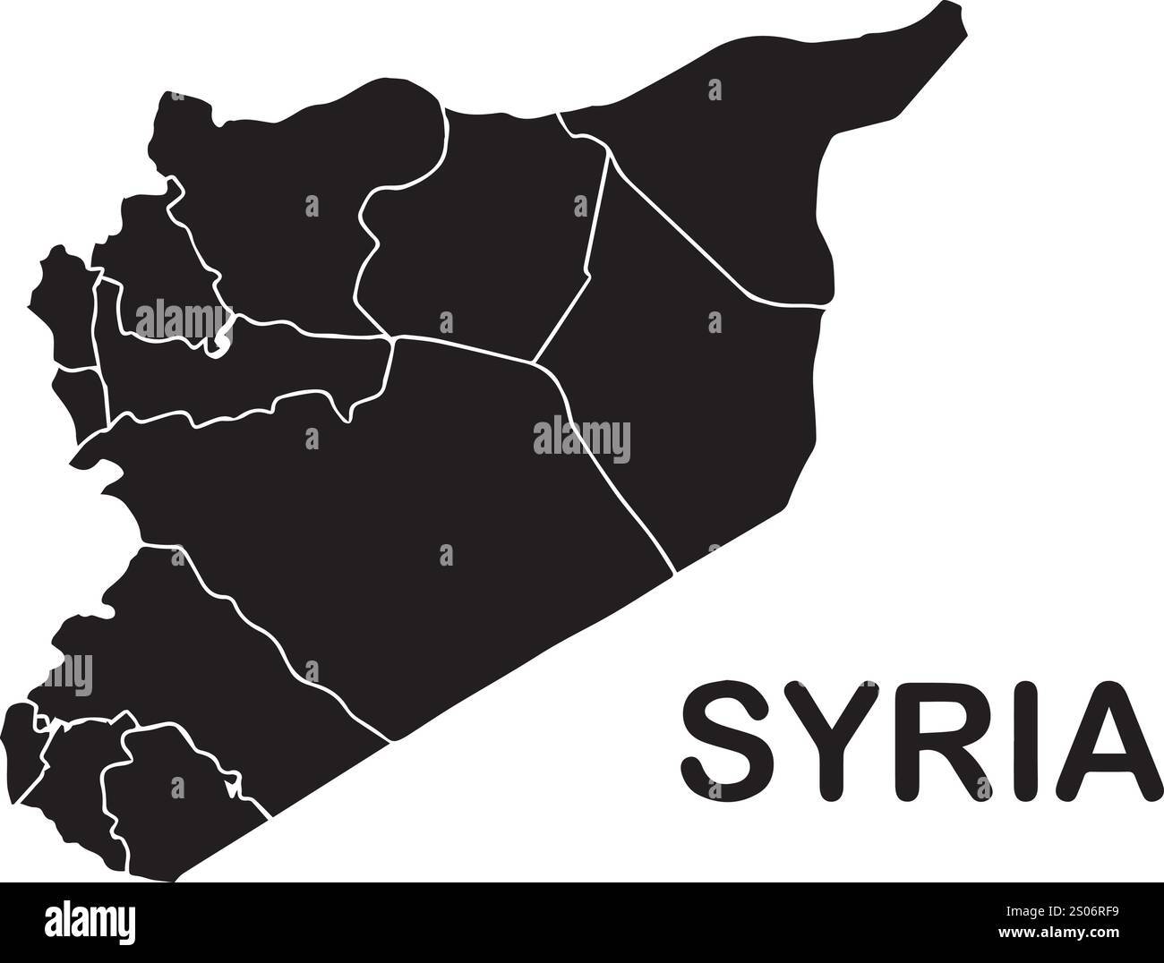 vettore nuova bandiera siria e mappa siria Illustrazione Vettoriale