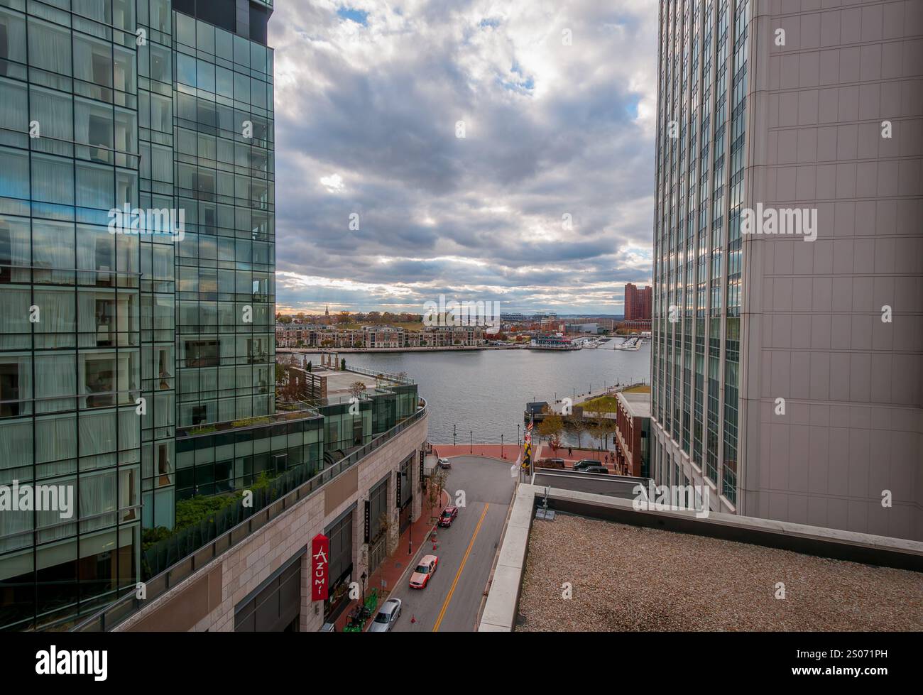 Inner Harbor in a Blustery Winter Day, Baltimore MD USA Foto Stock