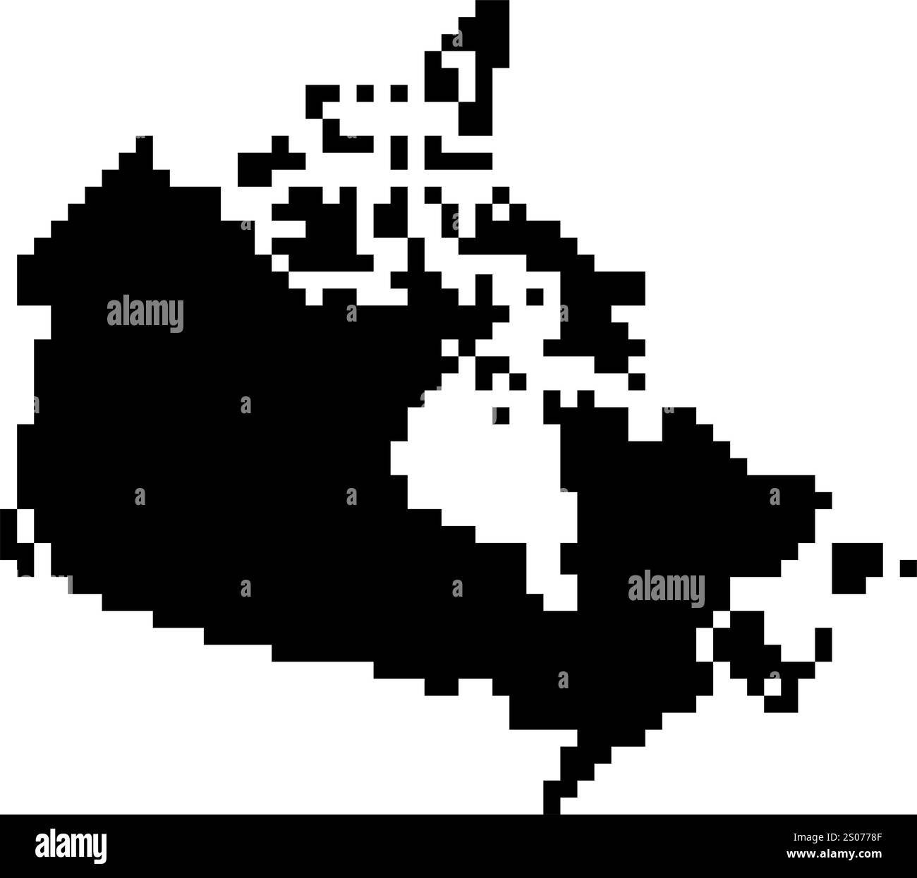 Icone pixellate della mappa del mondo in stile a 8 bit, con oltre 190 paesi. Perfetto per l'arte digitale, i progetti didattici e i progetti a tema. Illustrazione Vettoriale