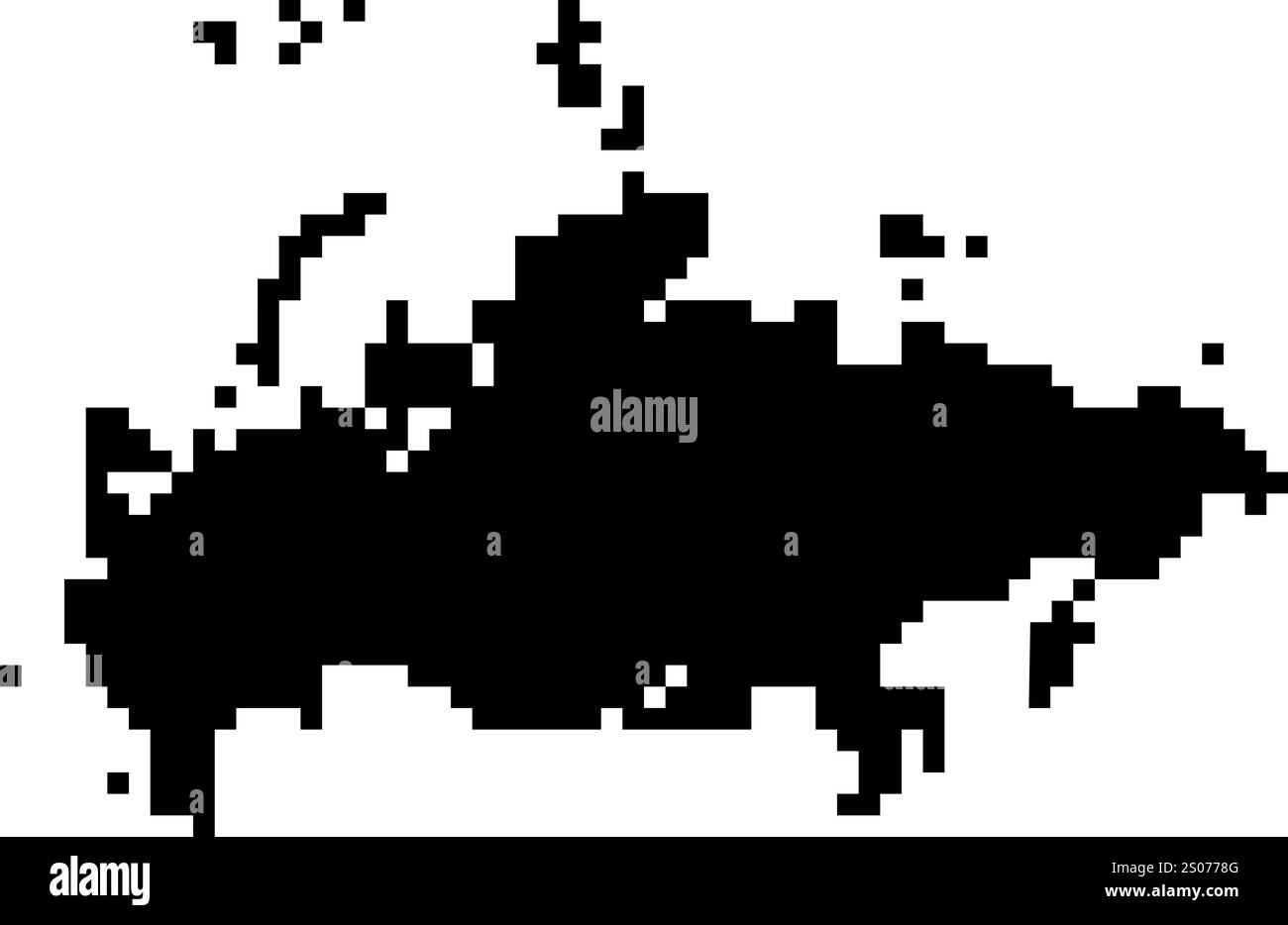 Icone pixellate della mappa del mondo in stile a 8 bit, con oltre 190 paesi. Perfetto per l'arte digitale, i progetti didattici e i progetti a tema. Illustrazione Vettoriale