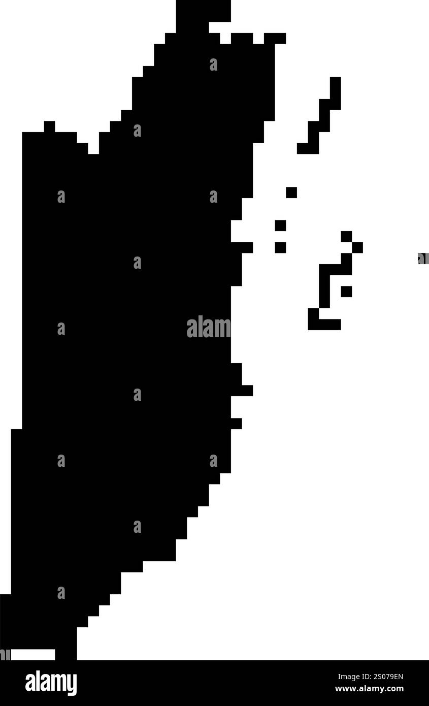 Icone pixellate della mappa del mondo in stile a 8 bit, con oltre 190 paesi. Perfetto per l'arte digitale, i progetti didattici e i progetti a tema. Illustrazione Vettoriale