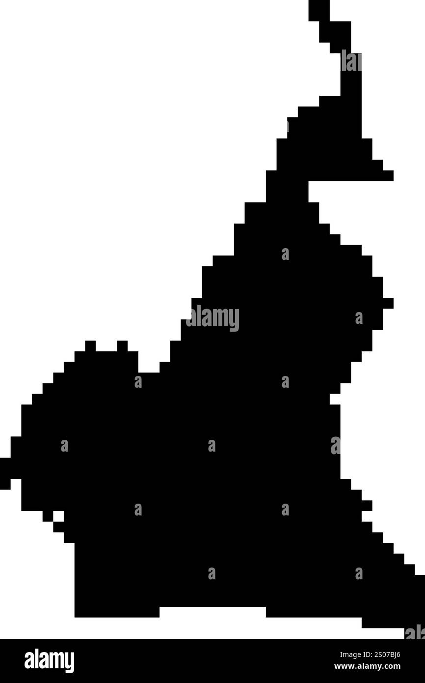 Icone pixellate della mappa del mondo in stile a 8 bit, con oltre 190 paesi. Perfetto per l'arte digitale, i progetti didattici e i progetti a tema. Illustrazione Vettoriale