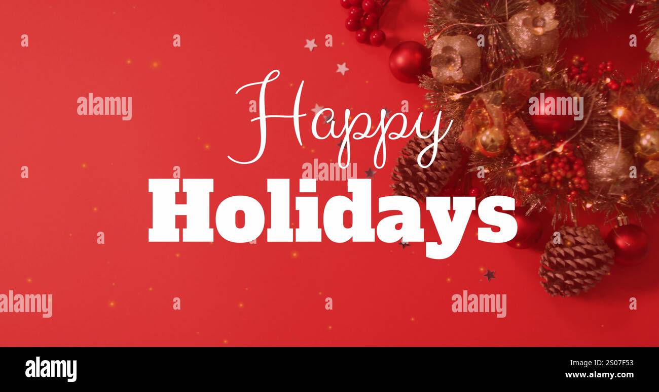 Questa immagine parla della tradizione e della celebrazione natalizia un'immagine digitale del testo delle buone feste banne Foto Stock