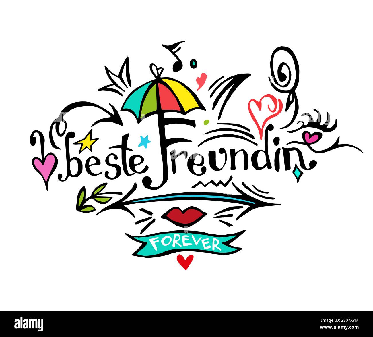 Migliori amici. Frase scritta a mano del giorno dell'amicizia. Amiche. Modello di preventivo per biglietti d'auguri. Design calligrafico moderno per adesivi, striscioni, t Illustrazione Vettoriale