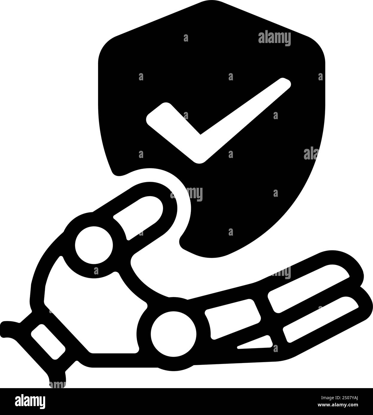 Illustrazione dell'icona della mano del robot e del vettore di sicurezza Illustrazione Vettoriale