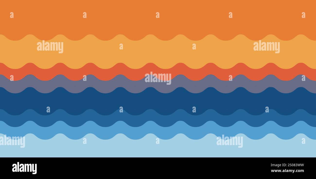 Motivo linee ondulate arancione, marrone e blu - Design di sfondo Illustrazione Vettoriale