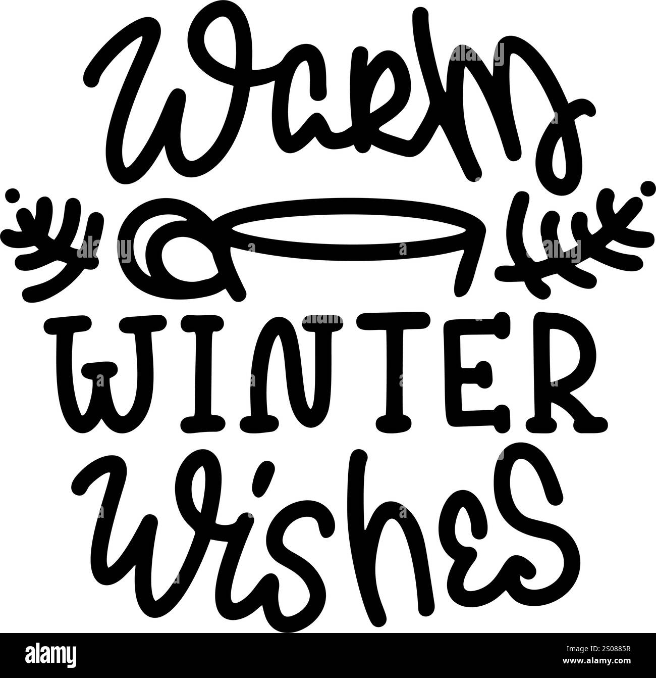 Saluto natalizio, scritto a mano e progettato come grafica vettoriale scalabile. I migliori auguri invernali Illustrazione Vettoriale