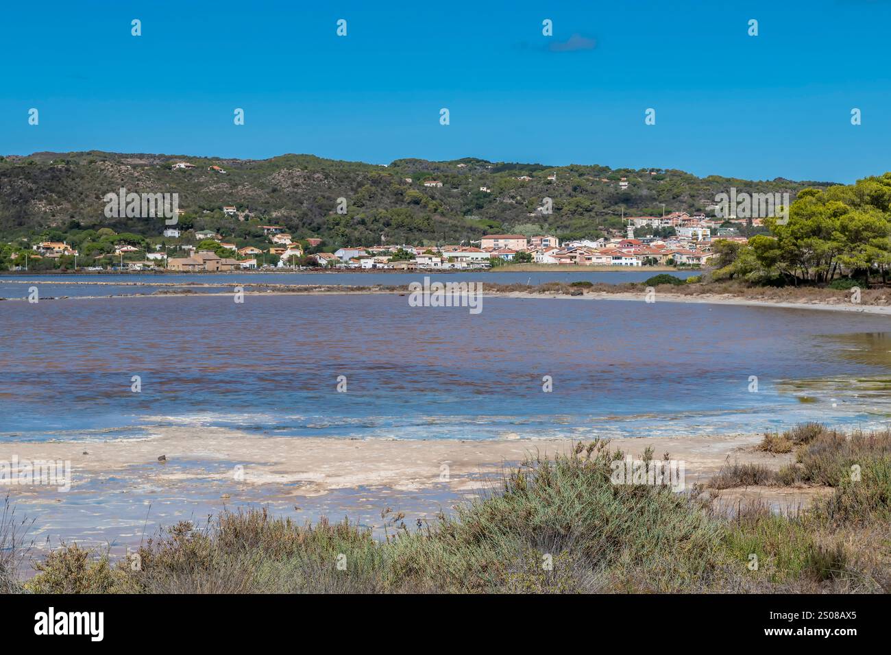 Le saline di Carloforte, Isola di San Pietro, Italia Foto Stock