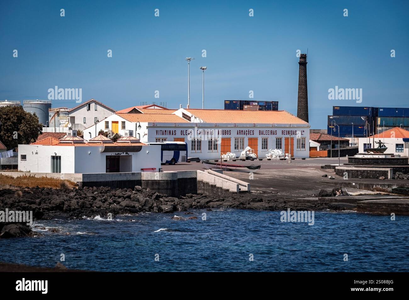 Fabbrica Armacoes Baleeeiras Reunidas baleniera nell'isola di Pico Azzorre Portogallo Foto Stock