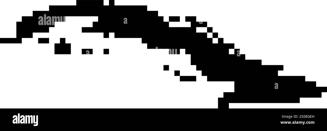Icone pixellate della mappa del mondo in stile a 8 bit, con oltre 190 paesi. Perfetto per l'arte digitale, i progetti didattici e i progetti a tema. Illustrazione Vettoriale