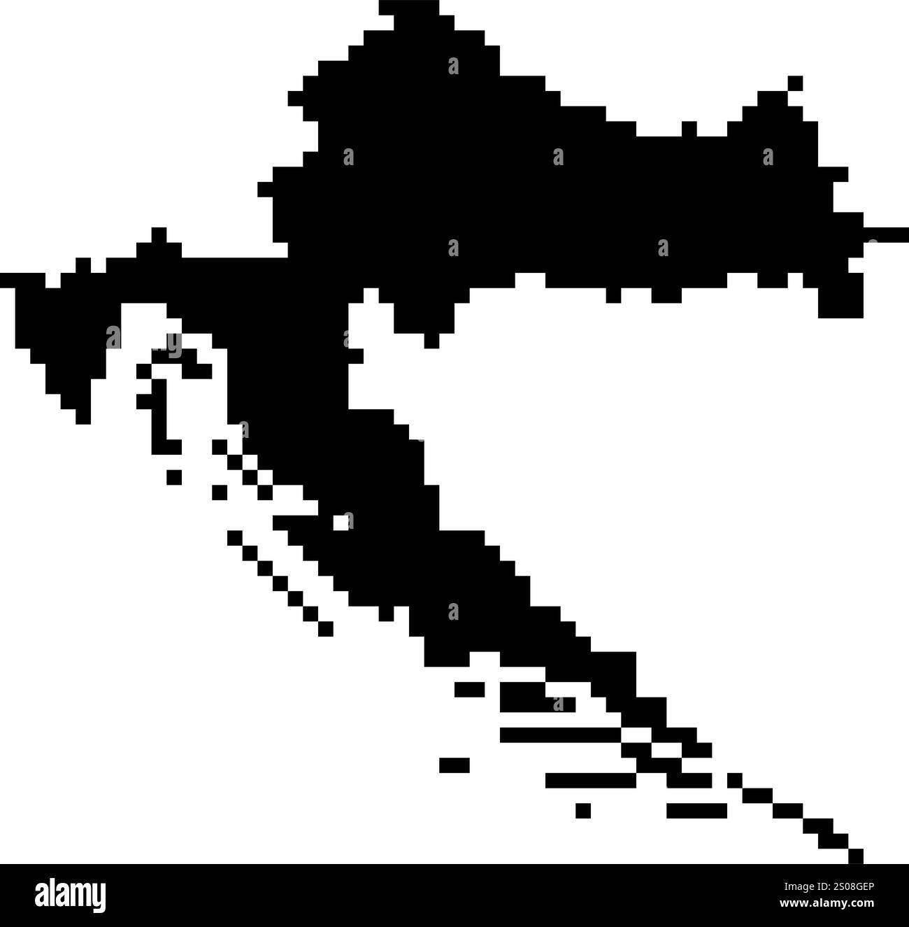 Icone pixellate della mappa del mondo in stile a 8 bit, con oltre 190 paesi. Perfetto per l'arte digitale, i progetti didattici e i progetti a tema. Illustrazione Vettoriale