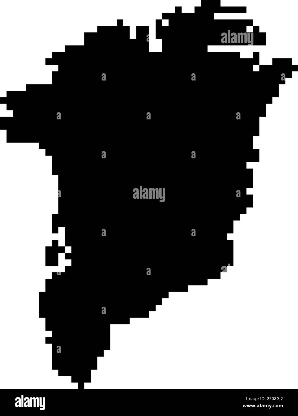 Icone pixellate della mappa del mondo in stile a 8 bit, con oltre 190 paesi. Perfetto per l'arte digitale, i progetti didattici e i progetti a tema. Illustrazione Vettoriale