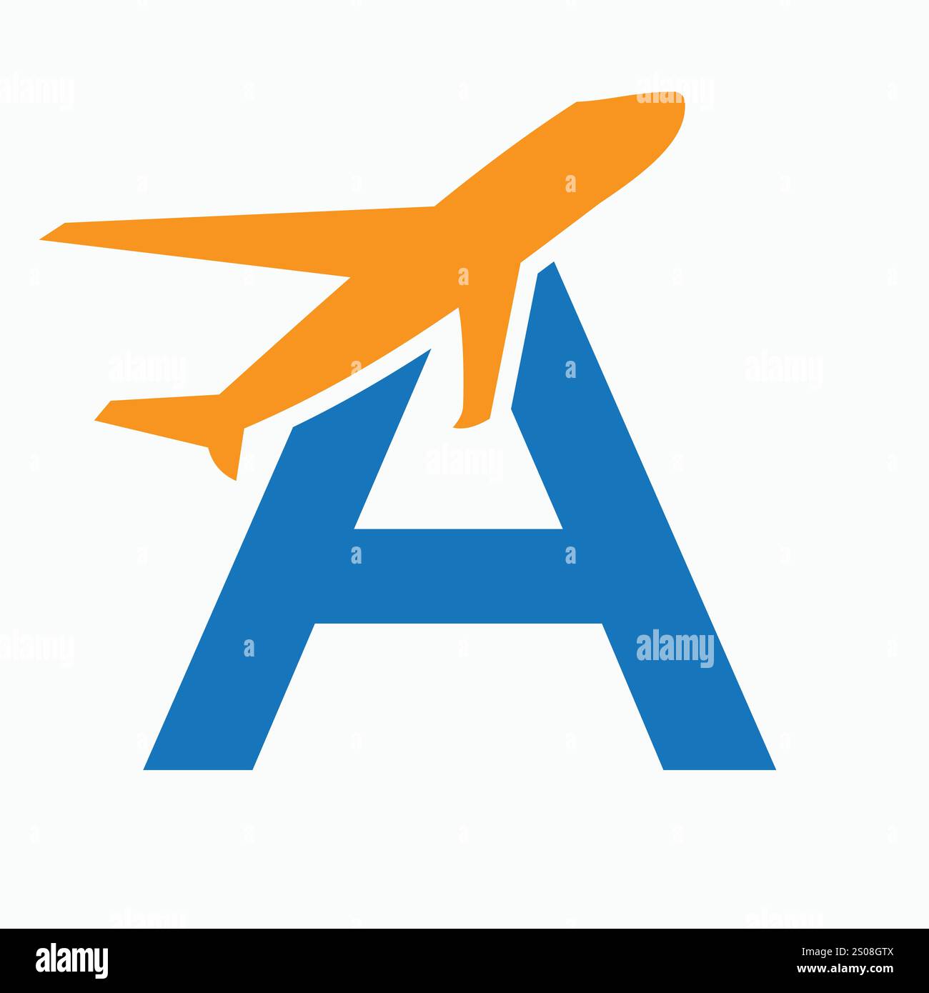 Lettera iniziale A concetto del logo di Un aereo per il simbolo di viaggio e il cartello di trasporto Illustrazione Vettoriale