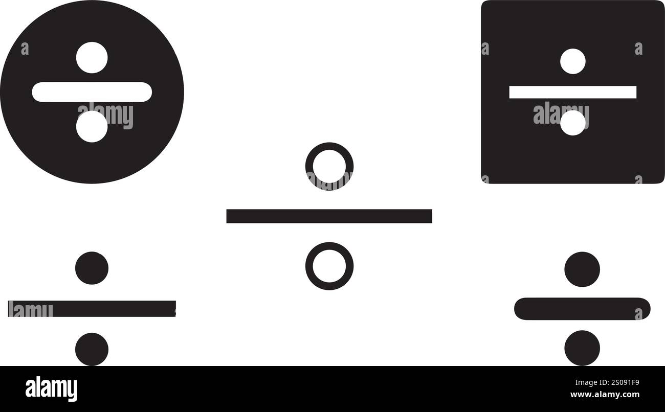 icone operazioni matematiche, addizione, sottrazione, moltiplicazione, operazioni di divisione Illustrazione Vettoriale