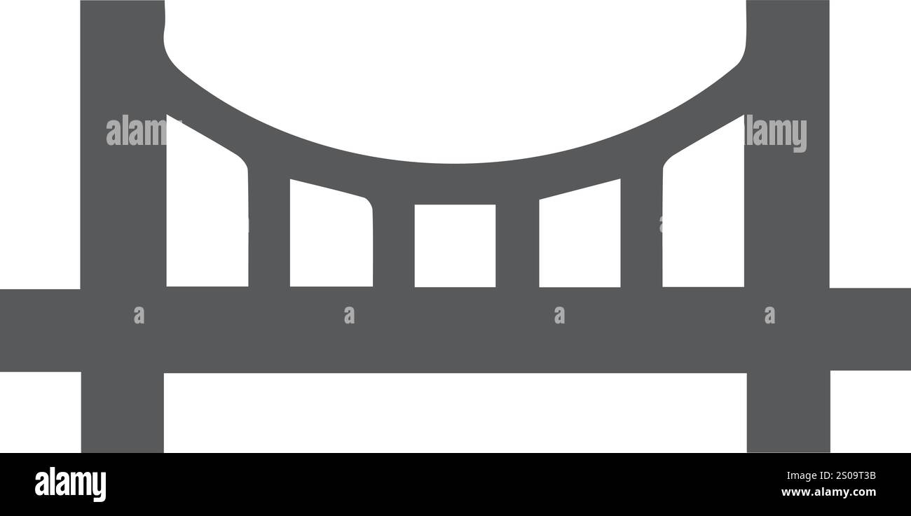 ponte colorato vettoriale, ponte cittadino, illustrazione incrociata, icona Illustrazione Vettoriale