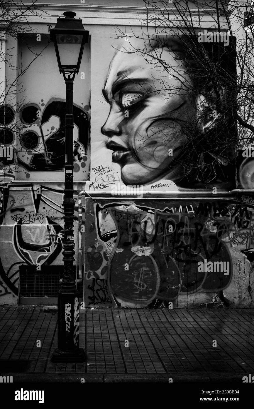 Graffiti Street Art, nella città di Salonicco Foto Stock