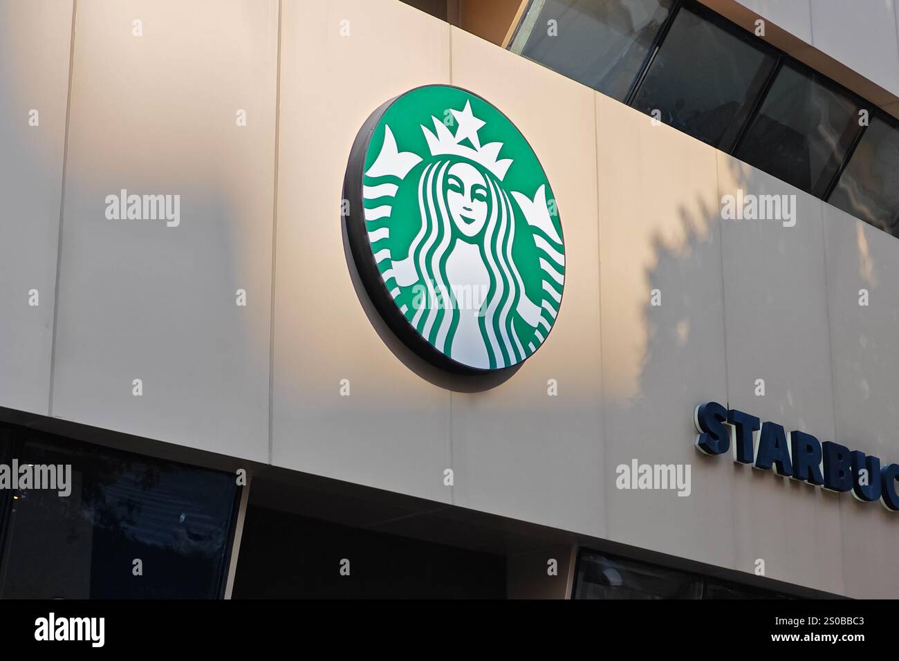 Uno Starbucks Cafe si trova a Pudong, Shanghai, Cina, 27 dicembre 2024. Foto Stock