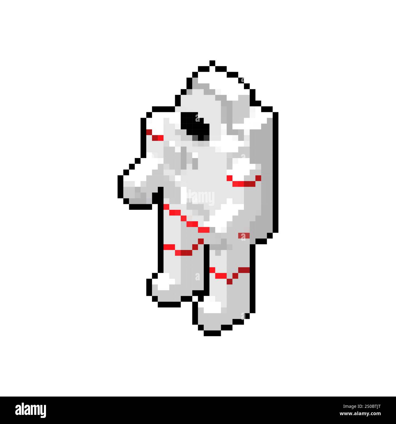 Astronauta cosmonauta 8 bit in tuta spaziale. illustrazione in pixel Illustrazione Vettoriale