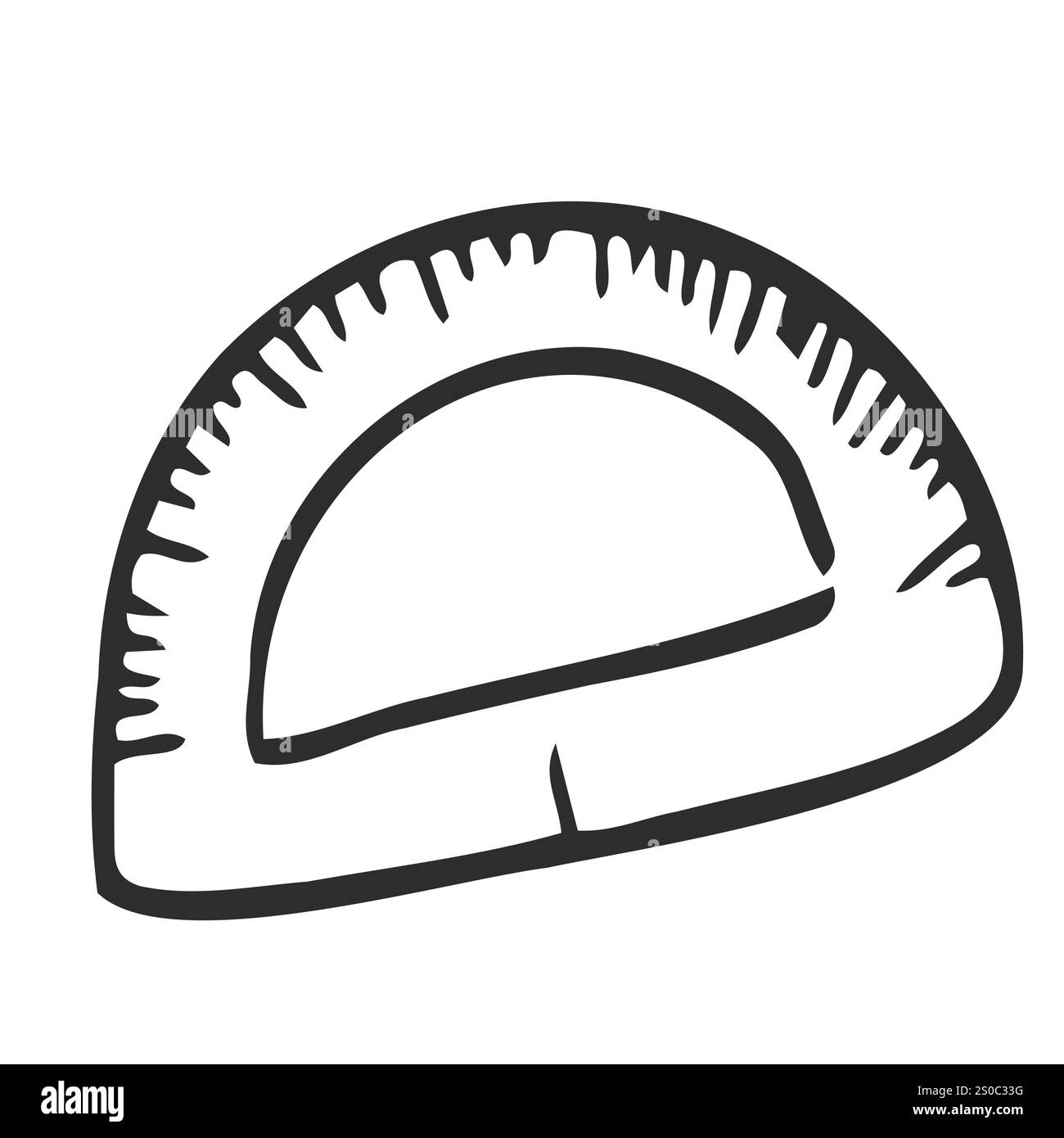 Righello geometrico dello schizzo. Icona di doodle disegnata a mano. Simbolo del segno. Illustrazione Vettoriale