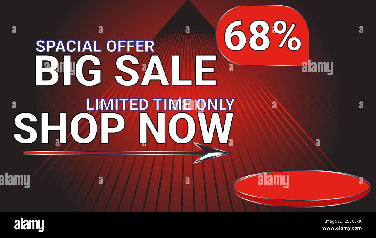 Offerta speciale al 68%, grande vendita per un periodo limitato Acquista ora banner modello con tema colore Lava Red Illustrazione Vettoriale