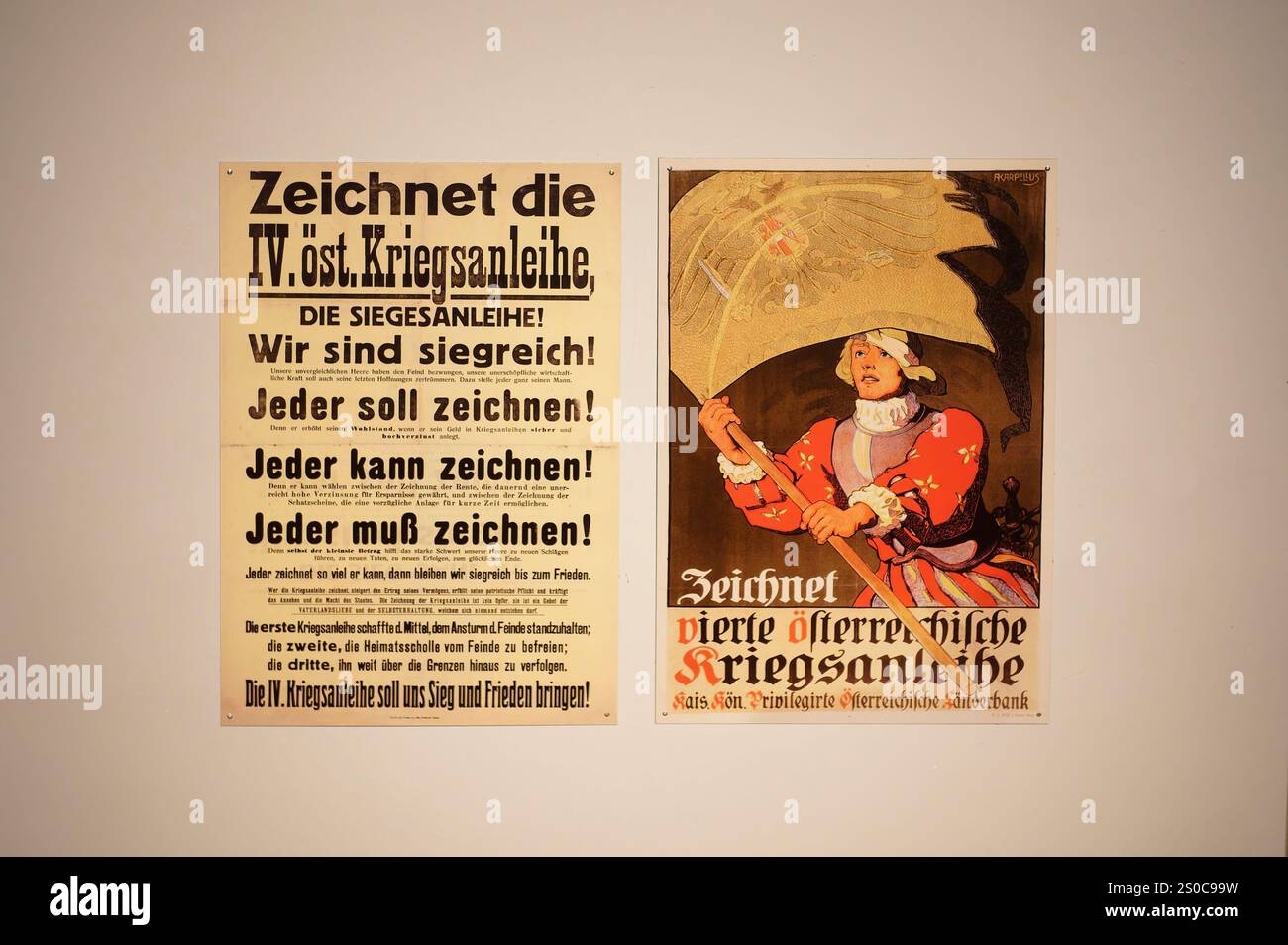 Vienna, Austria. 12 dicembre 2024. Museo di storia militare, Istituto di storia militare di Vienna, poster, Iscriviti al quarto prestito di guerra austriaco Foto Stock