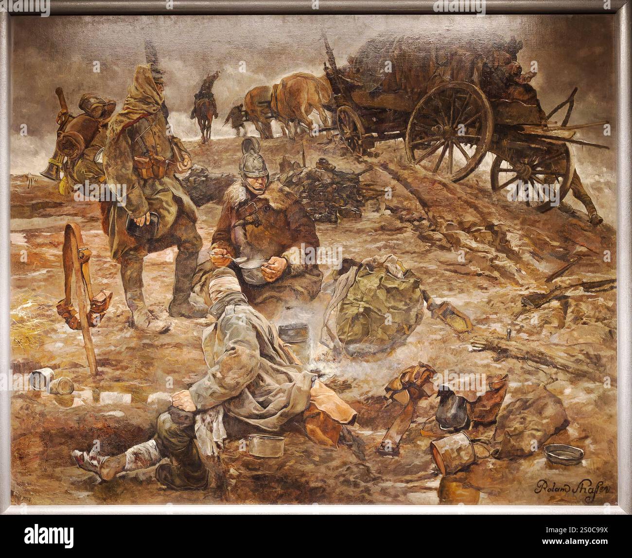 Vienna, Austria. 12 dicembre 2024. Museo di storia militare, Istituto di storia militare di Vienna, dipinto di Roland Strasser (1892-1974), dopo la battaglia, olio su tela, 1915/16 Foto Stock