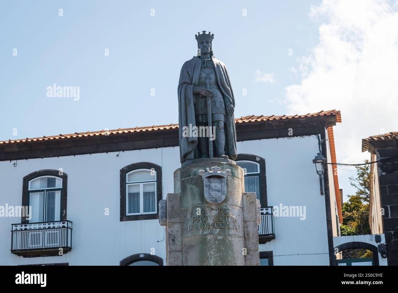 Monumento di protezione della navigazione nel porto dell'isola di Pico Azzorre Portogallo Foto Stock