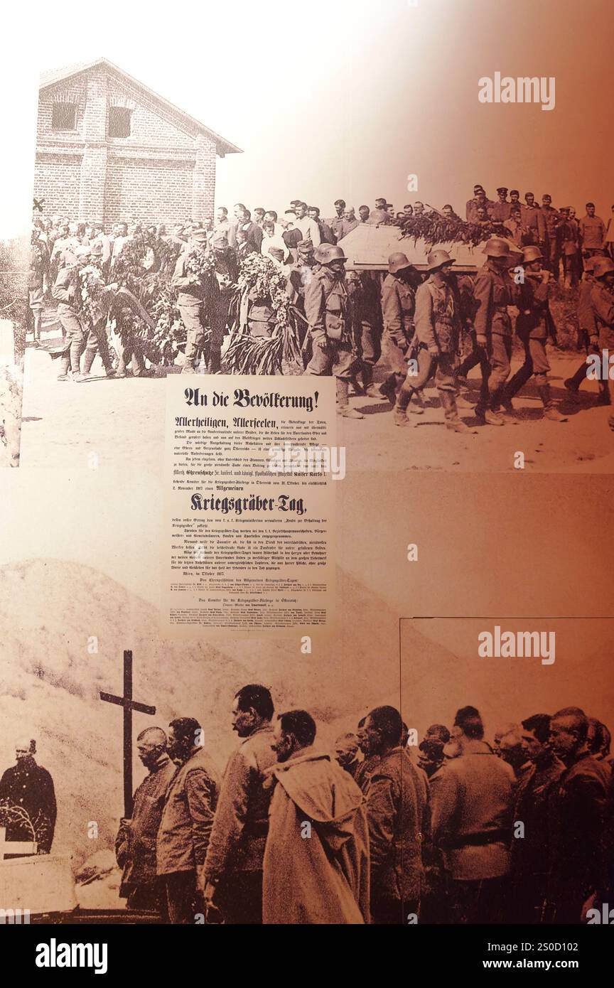 Vienna, Austria. 12 dicembre 2024. Museo di storia militare, Istituto di storia militare di Vienna, poster dal 1917, alla popolazione, giorno di Ognissanti, giorno di tutte le anime, War Graves Day Foto Stock