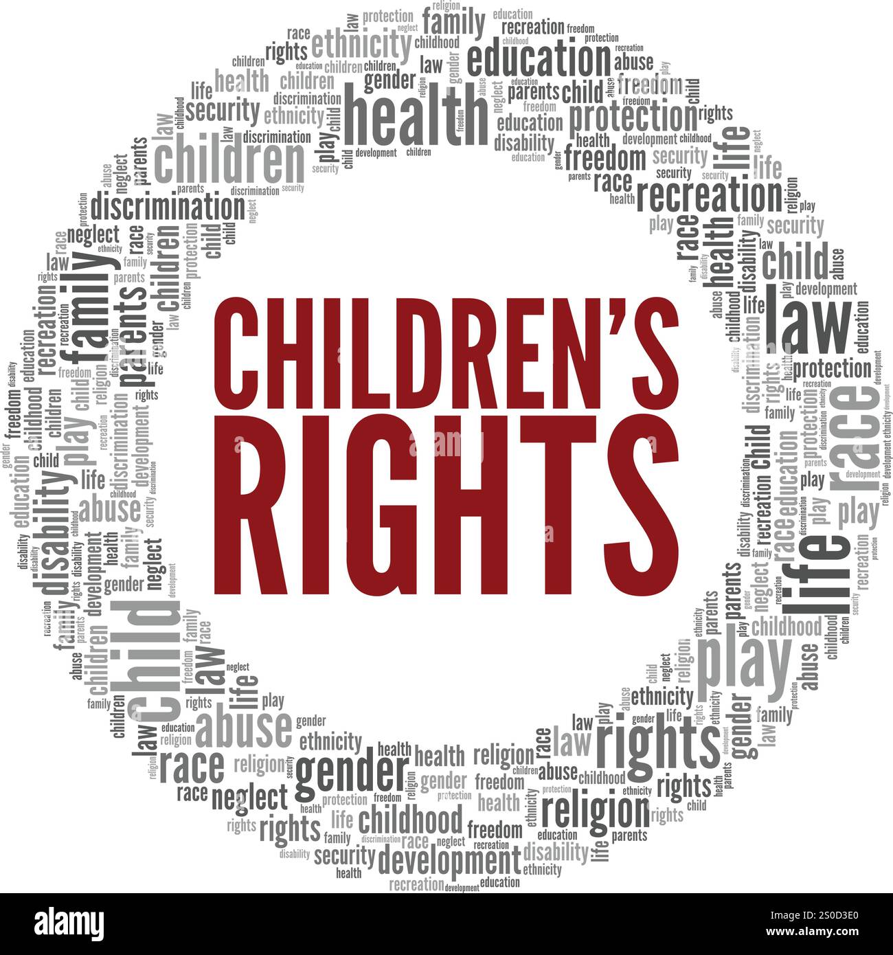 Progettazione concettuale cloud Word Children's Rights isolata su sfondo bianco. Illustrazione Vettoriale Progettazione concettuale cloud Word Children's Rights isolata su sfondo bianco. Illustrazione Vettoriale