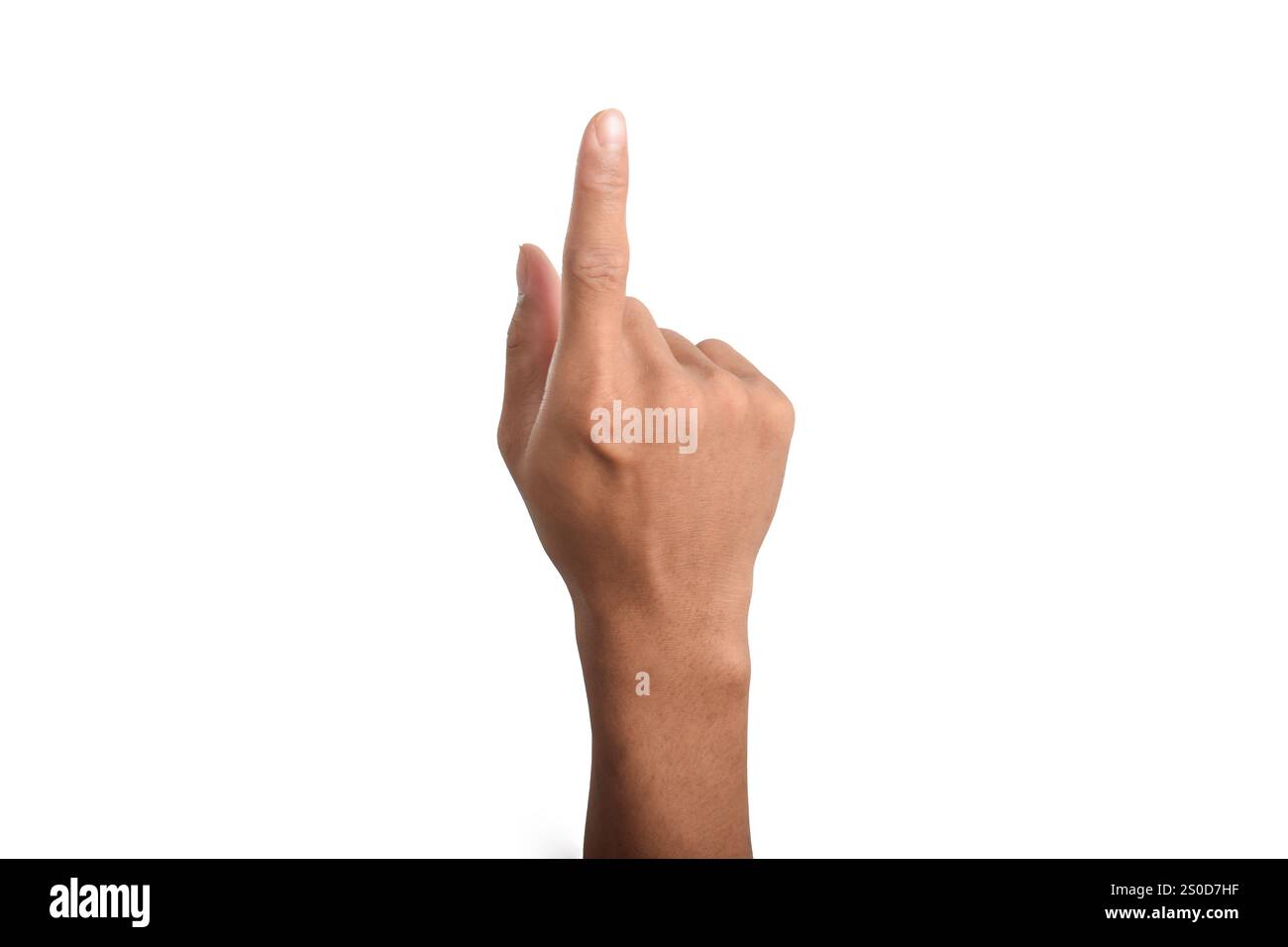 La mano dell'uomo isolato su sfondo bianco Foto Stock