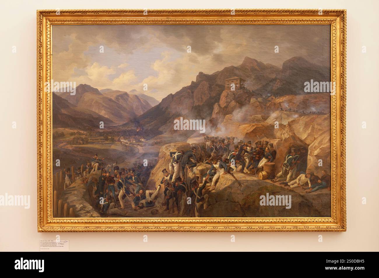 Vienna, Austria. 12 dicembre 2024. Museo di storia militare, Istituto di storia militare a Vienna, Albrecht Adam (1786-1862), olio su tela, 1843, la difesa del blocco di Malborgeth Foto Stock