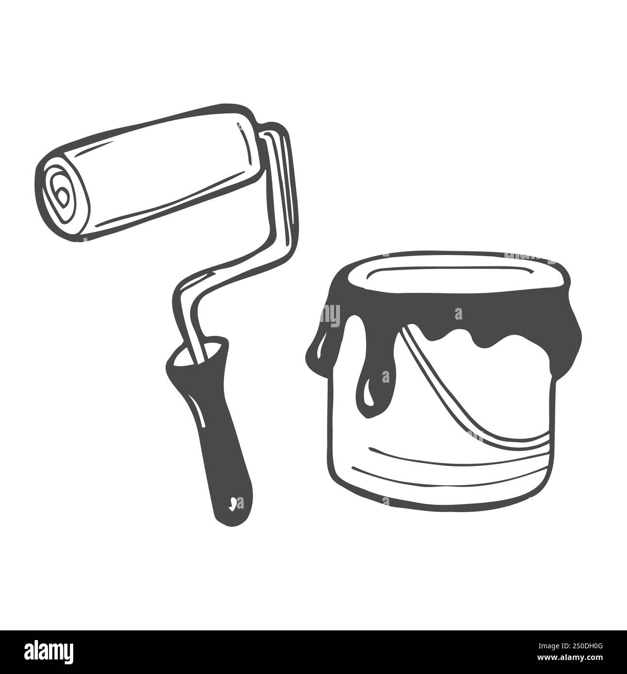 Vernice di schizzo vettoriale e pennello Illustrazione Vettoriale