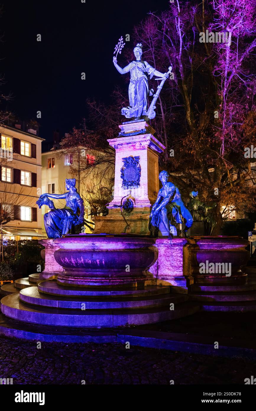 Fontana Lindavia nel porto di Lindau (lago di Costanza-Bodensee), Germania Foto Stock