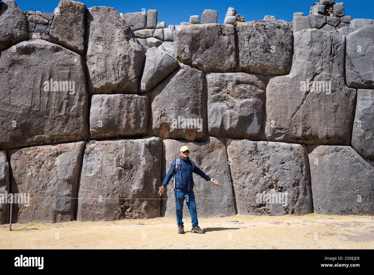 Fortezza della cittadella di Saksaywaman a Cusco, Perù Foto Stock