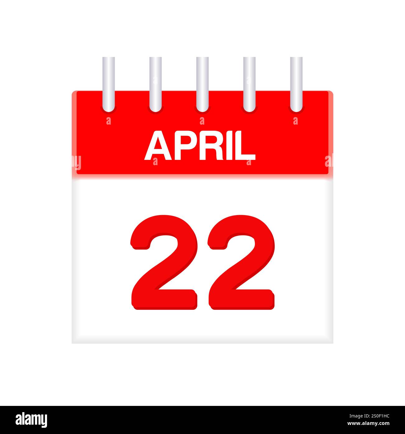 22 aprile - calendario e calendario. Promemoria icona Calendario giornaliero. Illustrazione vettoriale. Illustrazione Vettoriale