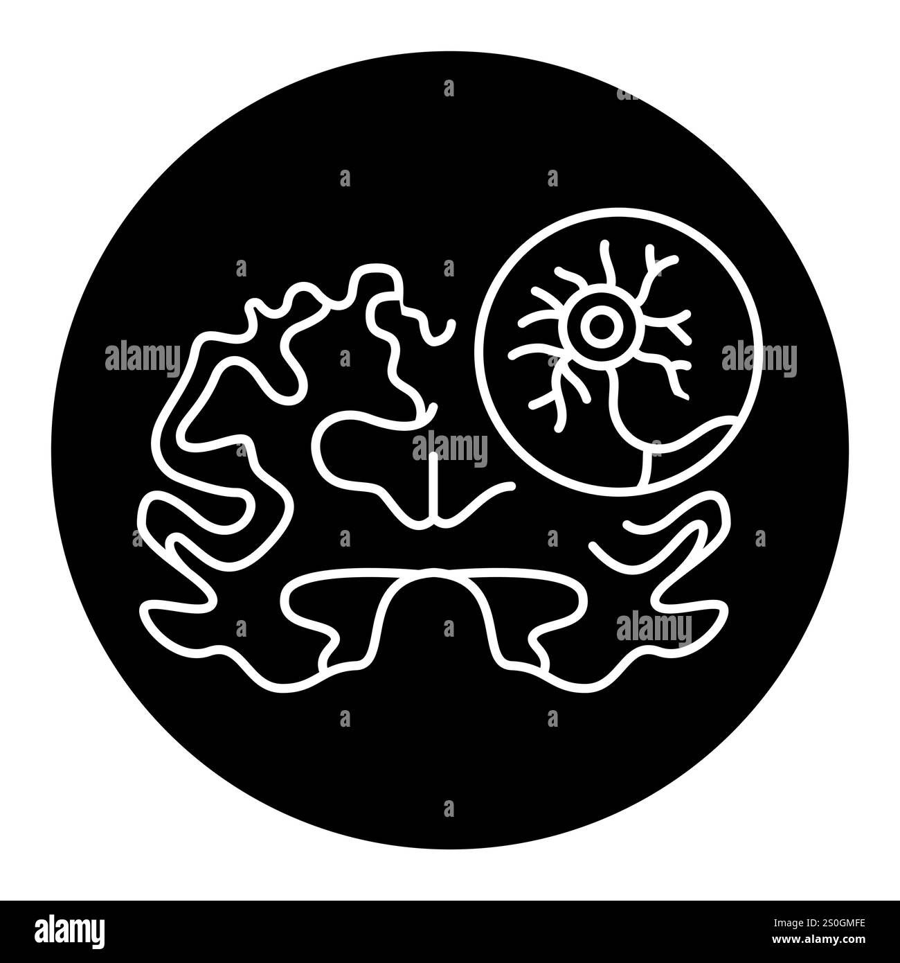 Icona nera della linea del morbo di Alzheimer. Segni per pagina Web, app mobile, pulsante, logo. Pulsante isolato vettore. Traccia modificabile. Illustrazione Vettoriale