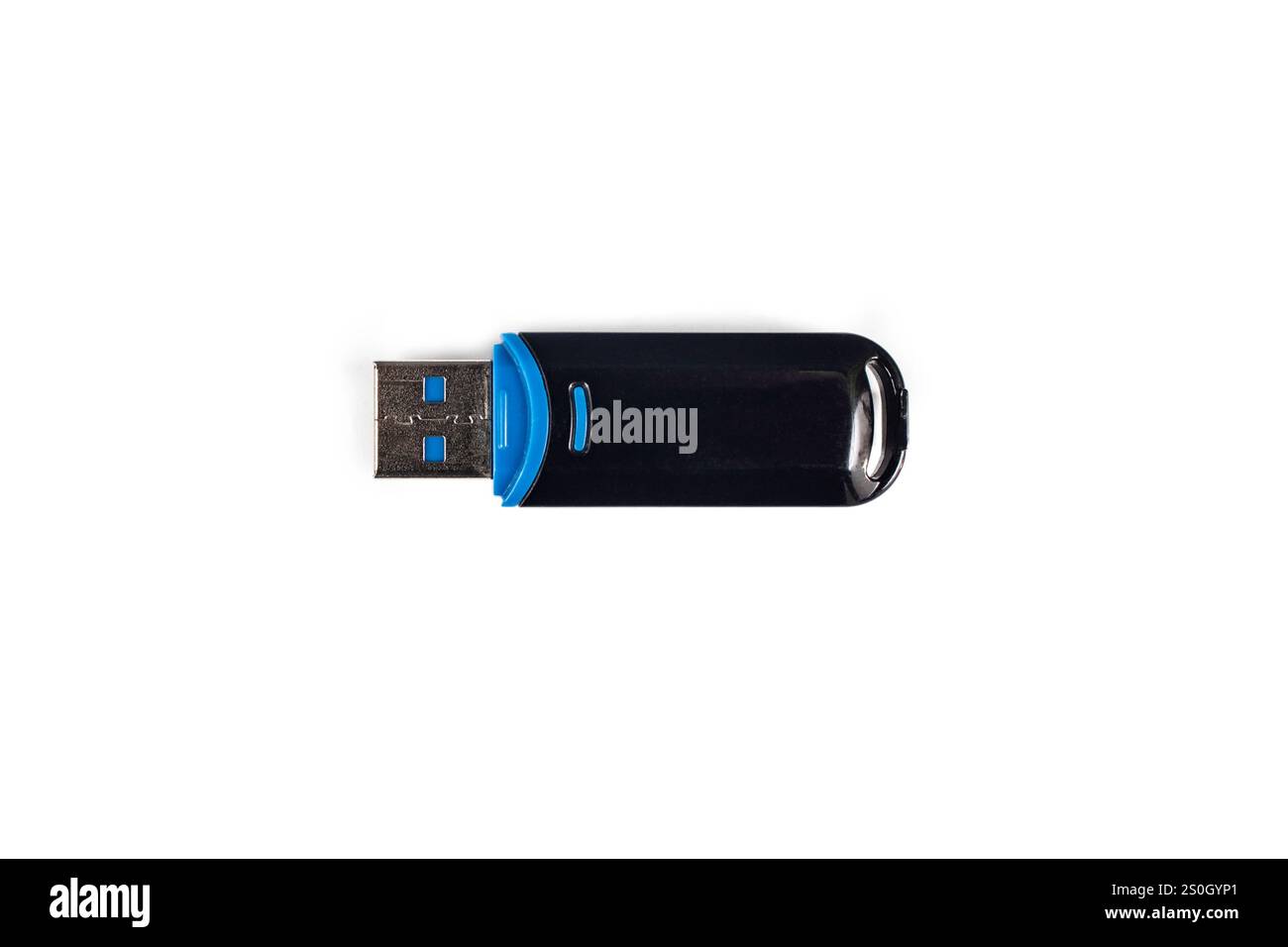 Chiavetta USB isolata su sfondo bianco, spazio vuoto Foto Stock