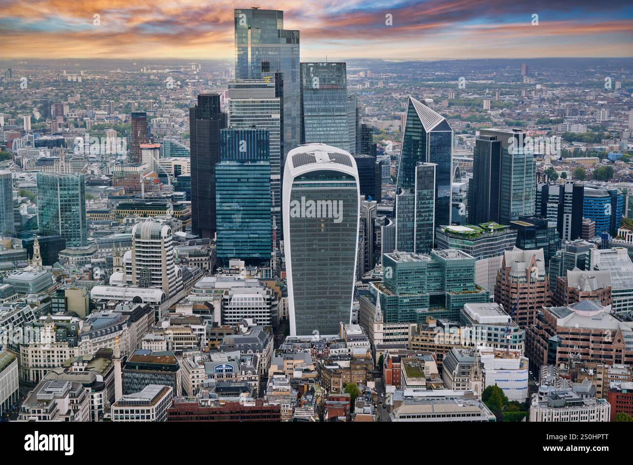 Skyline, City of London, edifici del quartiere finanziario, vista da The Shard, Londra, Inghilterra, Regno Unito Foto Stock