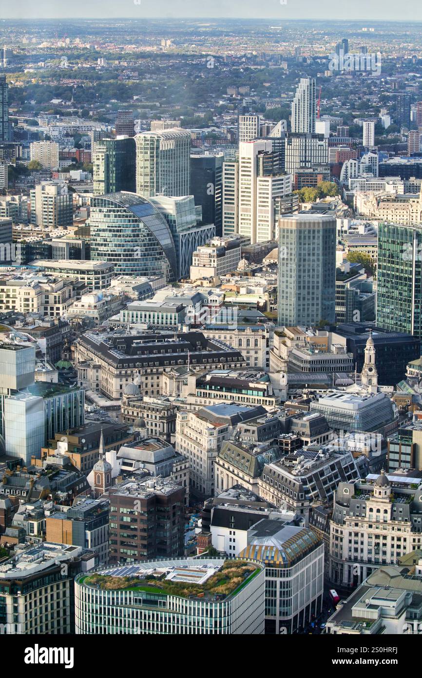 Skyline, City of London, edifici del quartiere finanziario, vista da The Shard, Londra, Inghilterra, Regno Unito Foto Stock