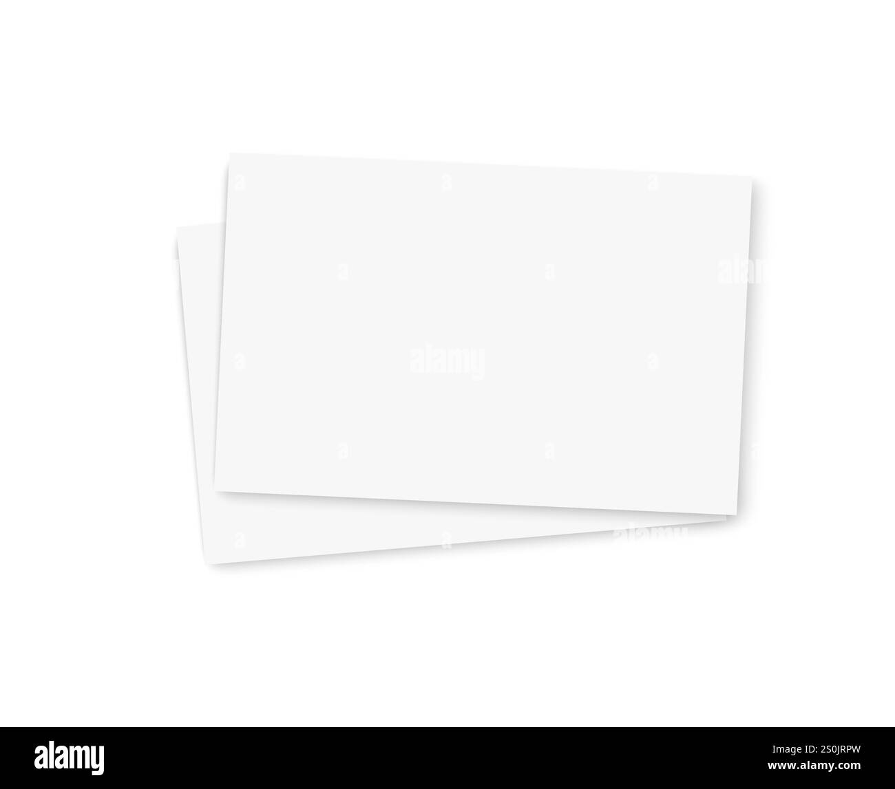 Biglietti da visita in plastica o carta isolati su sfondi trasparenti e bianchi. Adesivo vettoriale vuoto, foglio, etichetta, striscione con sagoma angoli arrotondati Illustrazione Vettoriale