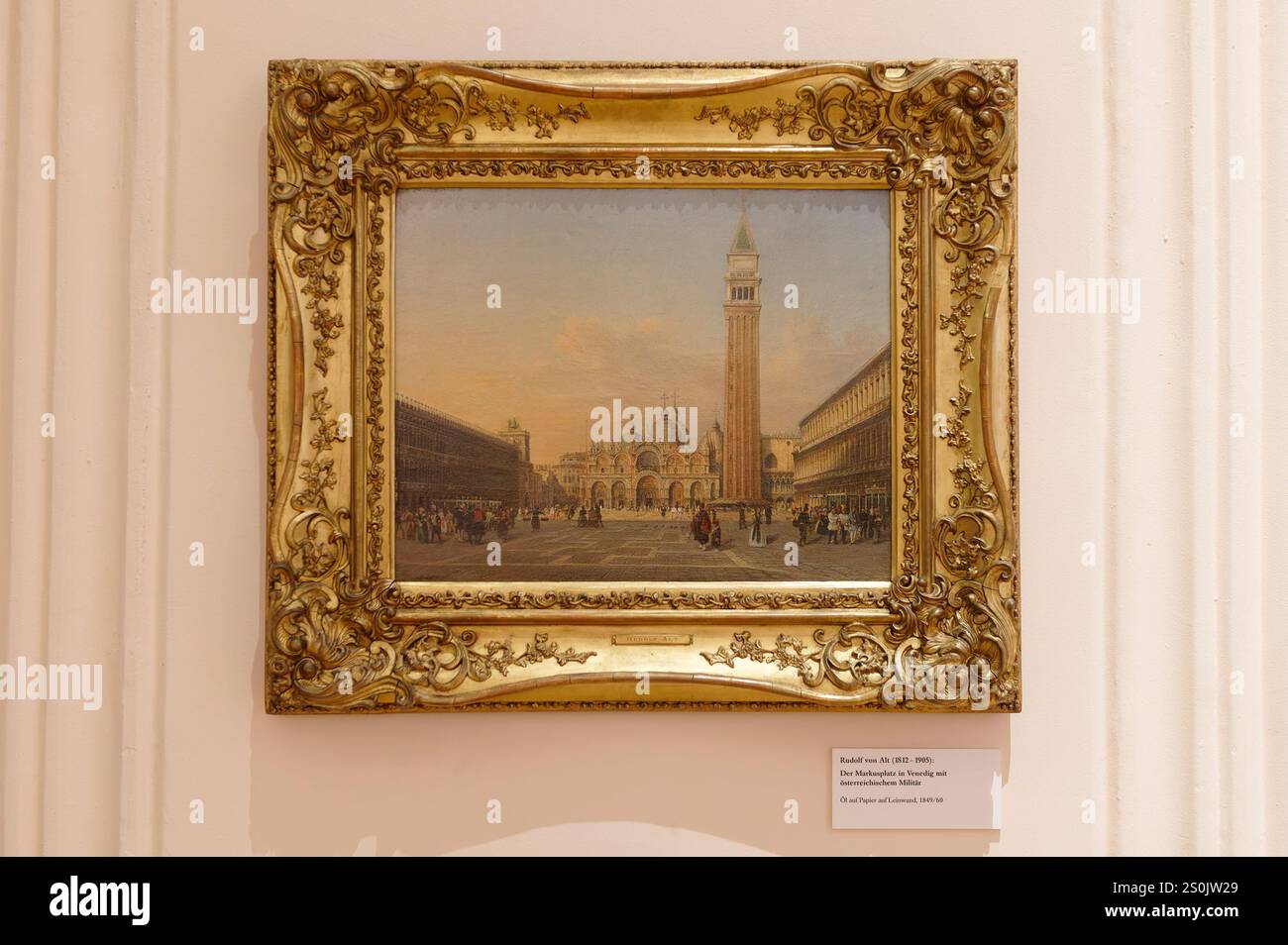 Vienna, Austria. 12 dicembre 2024. Museo di storia militare, Istituto di storia militare di Vienna, Piazza San Marco a Venezia con l'esercito austriaco, pittura di Rodolfo Alt (1812-1905), olio su carta su tela, 1849/60 Foto Stock