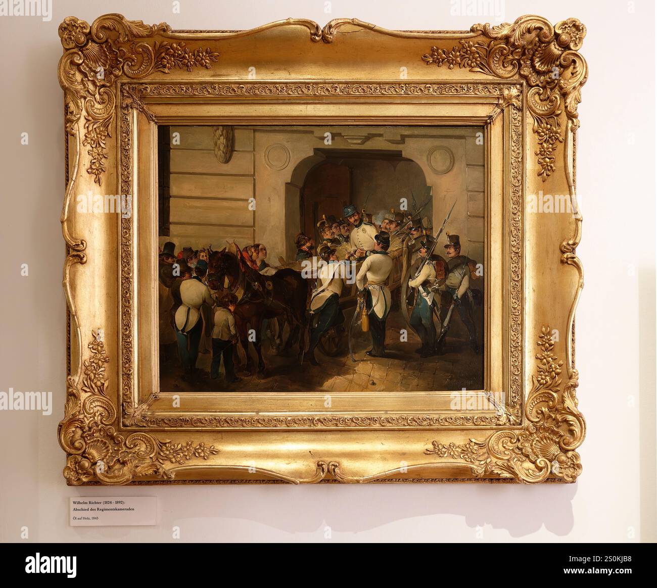 Vienna, Austria. 12 dicembre 2024. Museo di storia militare, Istituto di storia militare di Vienna, addio dei compagni reggimentali, dipinto di Wilhelm Richter (1824-1892), olio su legno 1843 Foto Stock