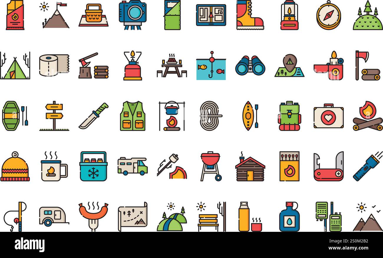 Icone delle attività all'aperto Collezione di icone vettoriali di alta qualità con tratto modificabile. Ideale per progetti professionali e creativi. Illustrazione Vettoriale