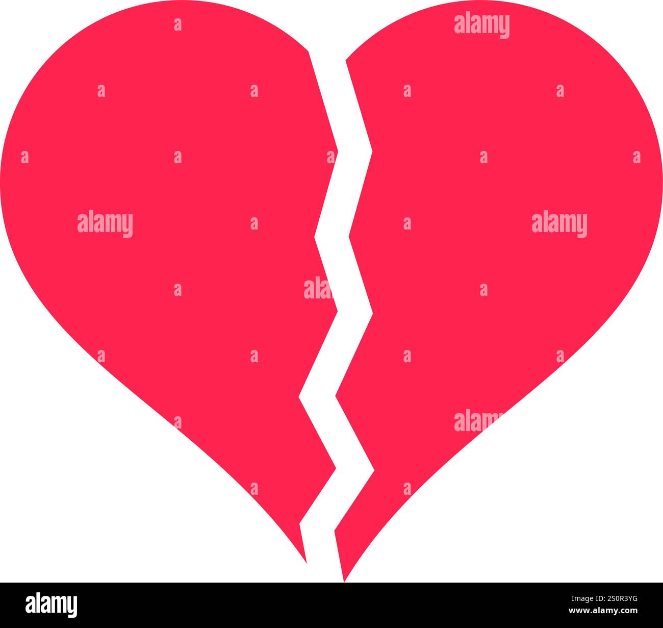 Cuore spezzato rosa brillante che rappresenta la fine di una relazione d'amore, evocando sentimenti di tristezza e malinconia, catturando il dolore della separazione e. Illustrazione Vettoriale