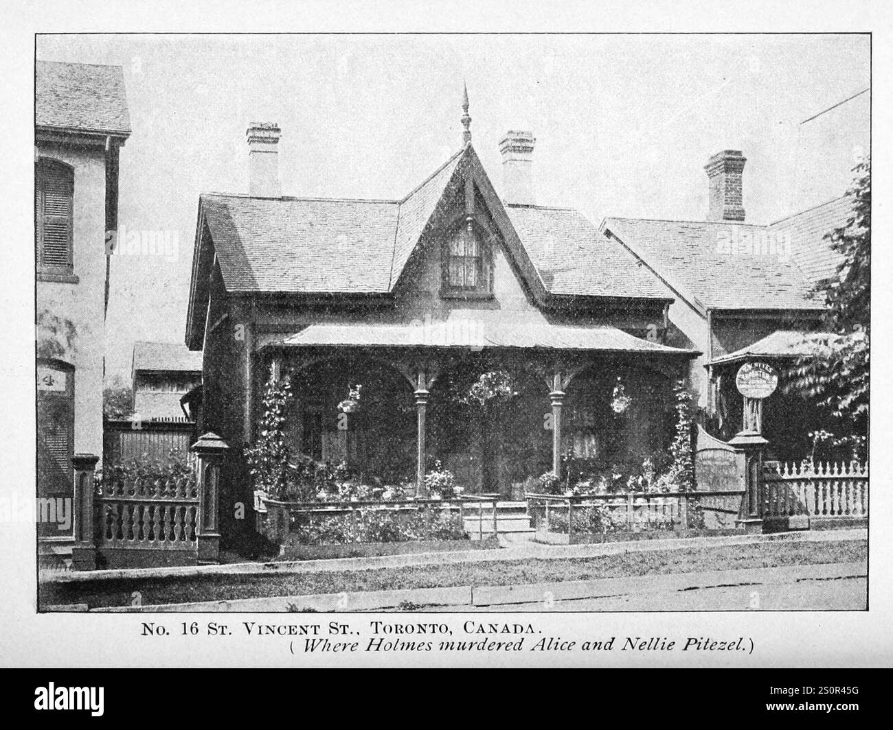 Immagini d'archivio di Herman Webster Mudgett meglio conosciuto sotto lo pseudonimo del Dr. Henry Howard Holmes, American Serial Killer. 16 St Vincent Street a Toronto, dove H.H.Holmes ha ucciso Alice e Nellie Pitezel. Foto Stock