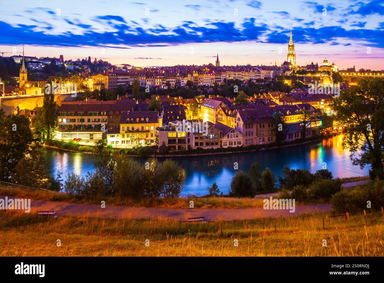 La città di Berna antenna vista panoramica. Berna è la capitale della Svizzera. Foto Stock