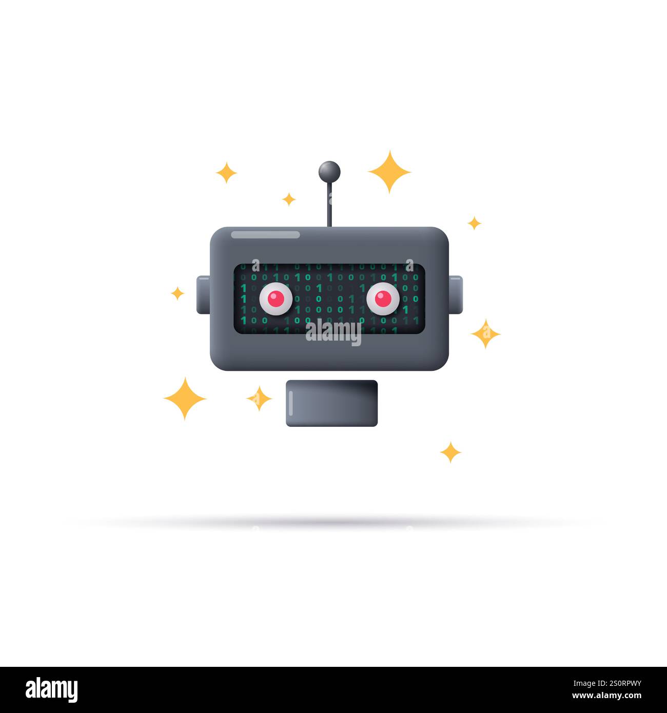 Design dei personaggi chatbot AI per la scienza e il business in stile moderno 3D. Illustrazione vettoriale. Illustrazione Vettoriale