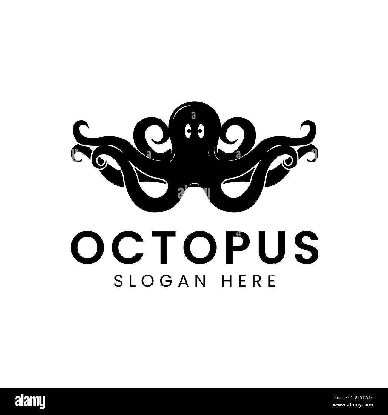 Logo polpo. Polpo isolato su sfondo bianco Illustrazione Vettoriale